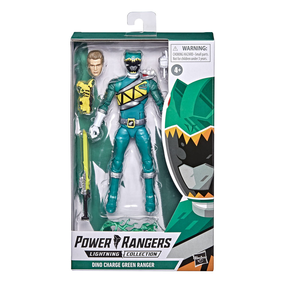 Power Rangers Dino Charge Green Ranger helmet head swap option with helmet on