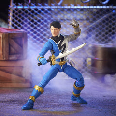 Power Rangers Lightning Collection Dino Fury Blue Ranger display base included for stability