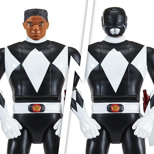 Power Rangers Mighty Morphin Re-Ignition Black Ranger figure, morph-ready pose and silhouette