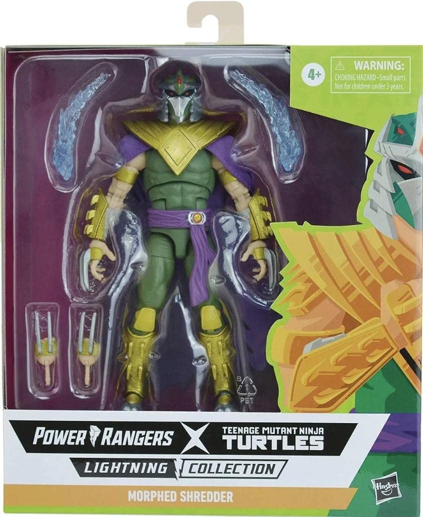 Power Rangers MMPR TMNT Green Ranger Shredder deluxe figure in dynamic pose for action photography.