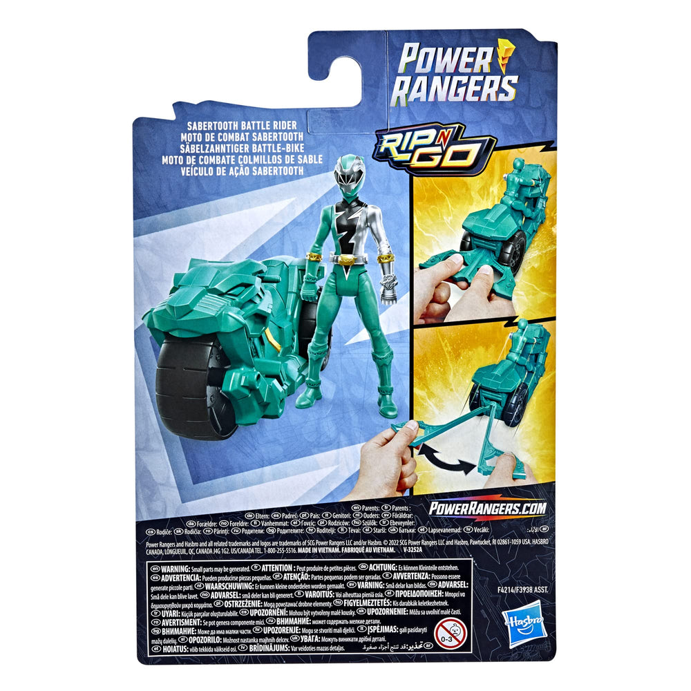Power Rangers split-cord mechanism adds authentic speed to play.