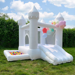 POYOUNGHU White Bounce House exterior boosts backyard play safety