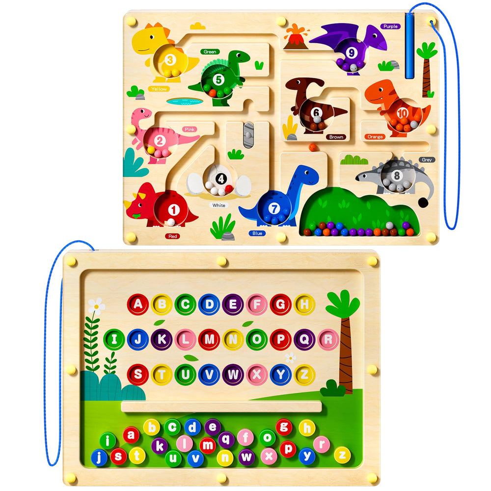 Ppotyo 2 in 1 magnetic maze front view promotes early motor skills.