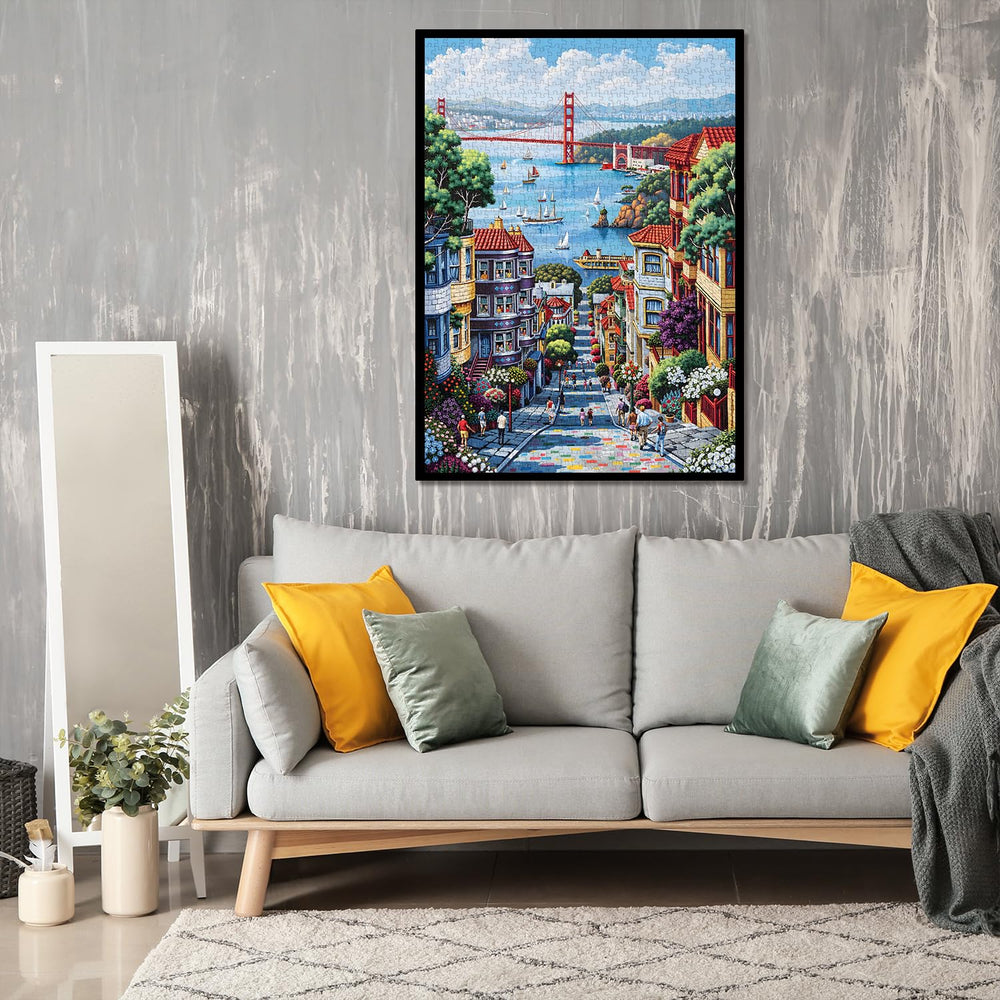 PPuzzling Blue sky puzzle with crisp clouds for display-ready art