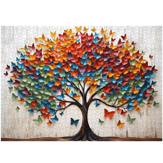 PPuzzling butterfly tree puzzle 1000 pieces for adults, detailed butterflies for mindful evenings