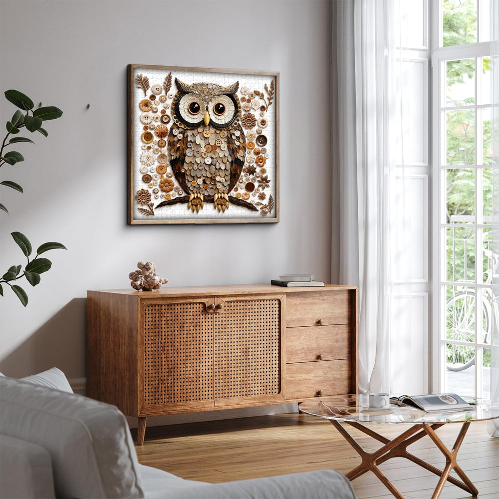 PPuzzling Button Owl Puzzle back with letters aids solving efficiency.