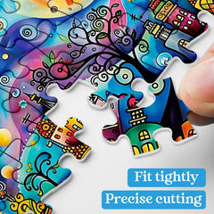 PPuzzling Colorful Houses Puzzle night sky image—vivid stars for immersive evening puzzling.