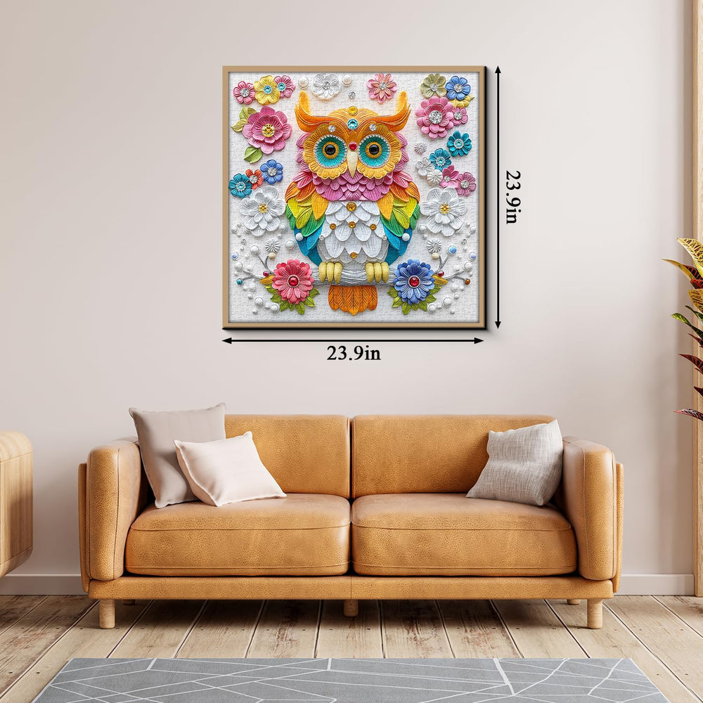 PPuzzling Floral owl illustration wall art adds color and charm to your living space
