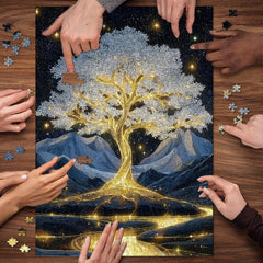 PPuzzling Golden Tree poster reference helps solve tricky sections during play.