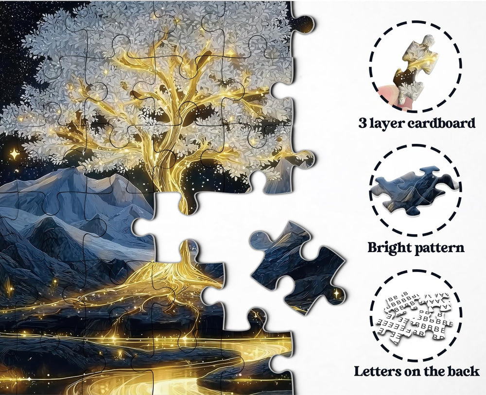 PPuzzling Golden Tree vivid colors showcase precise printing for satisfying piece matching.