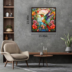 PPuzzling Hummingbird puzzle stained glass art with vibrant hues