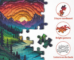 PPuzzling Magic Forest round puzzle color-gradient-sky emphasizes dreamy atmosphere for evenings