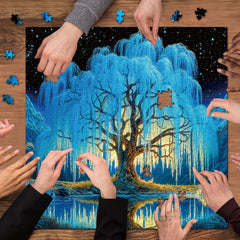 PPuzzling Magic Starlight Tree of Life puzzle starry night reflections promote calm focus.