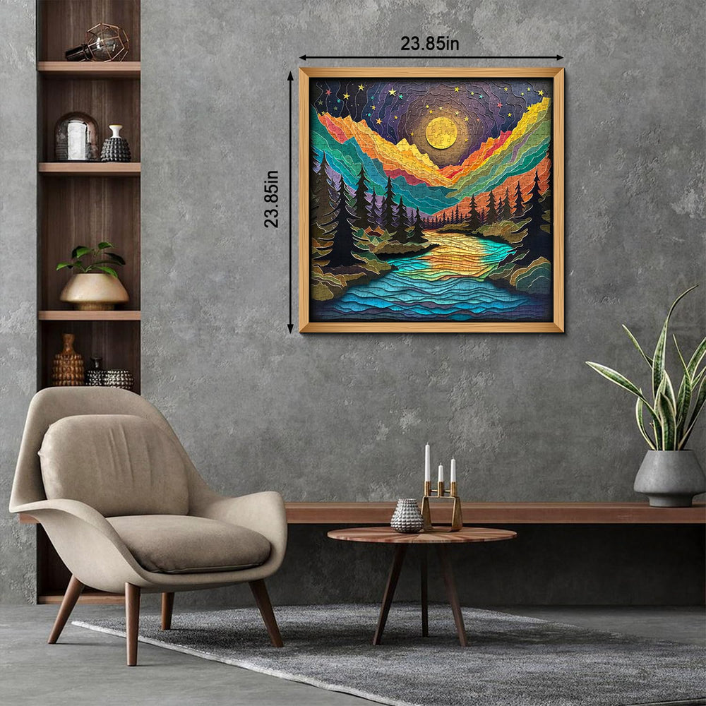 PPuzzling Starry Night paper-cut puzzle showcasing colorful contrast