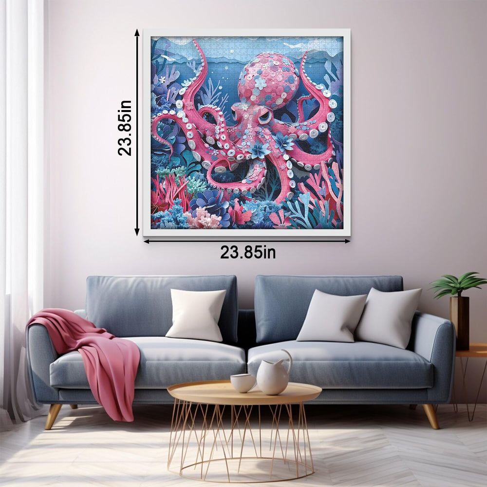 PPuzzling octopus wall art becomes sea-inspired decor when finished.