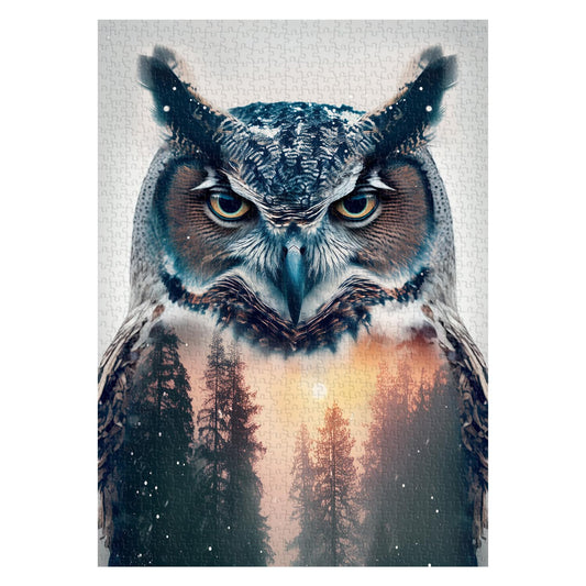 PPuzzling Owl Puzzles 1000 pieces with poster box, ideal for relaxation and display