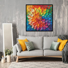 PPuzzling Rainbow Dahlia painting detail highlighting color and texture.