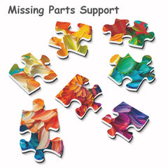 PPuzzling Rainbow Flower puzzle displayed as decorative wall art.