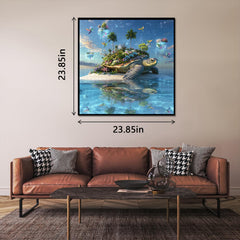 PPuzzling Sea Turtle Puzzle ocean background with vibrant blue tones