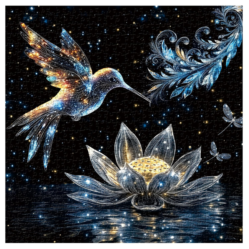 PPuzzling hummingbird-lotus-puzzle with vibrant colors brightening living spaces