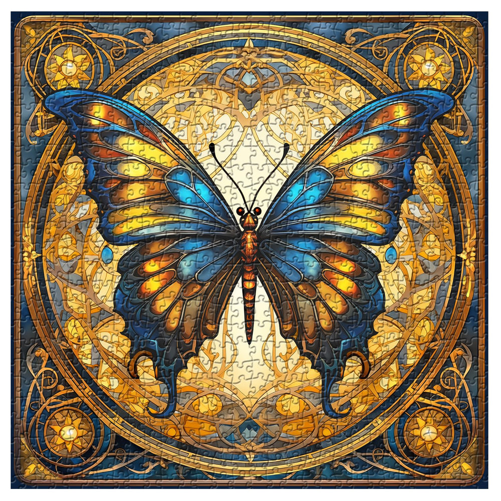 PPuzzling Stained Glass Butterflies with vibrant hues that shimmer for wall decor.