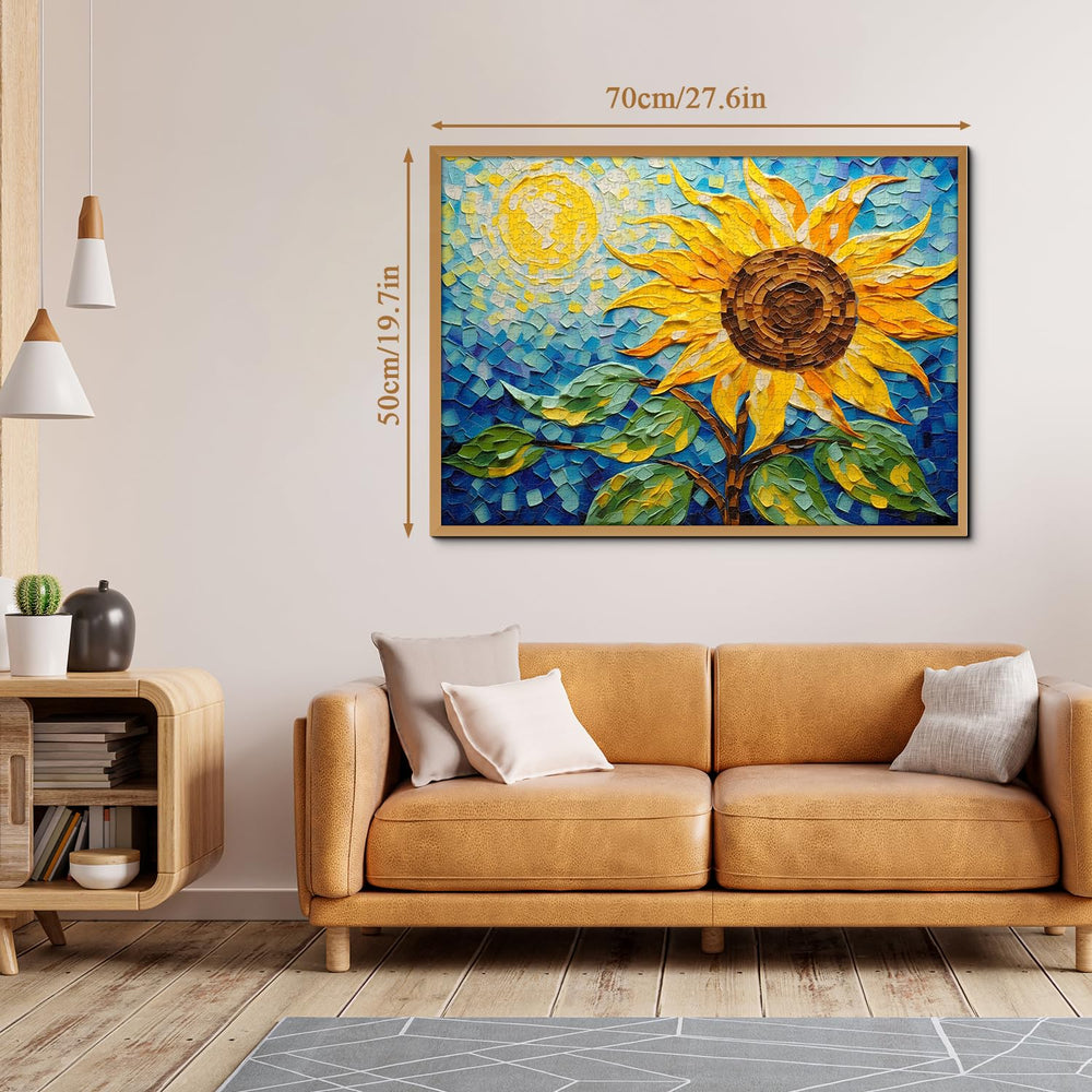 PPuzzling sunflower wall art decor adds a cheerful focal point
