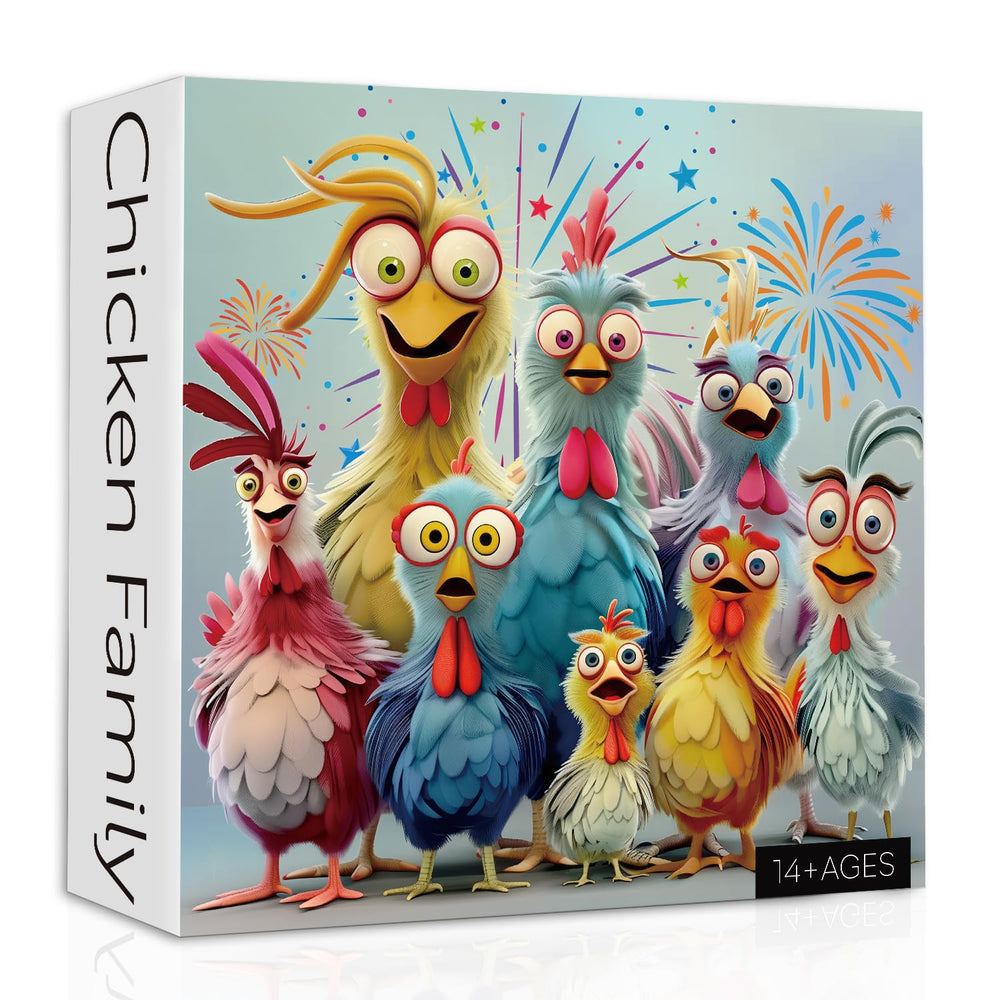 PPuzzling Thanksgiving chicken puzzle colorful family scene, ideal for cozy holiday evenings.