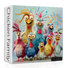 PPuzzling Thanksgiving chicken puzzle colorful family scene, ideal for cozy holiday evenings.