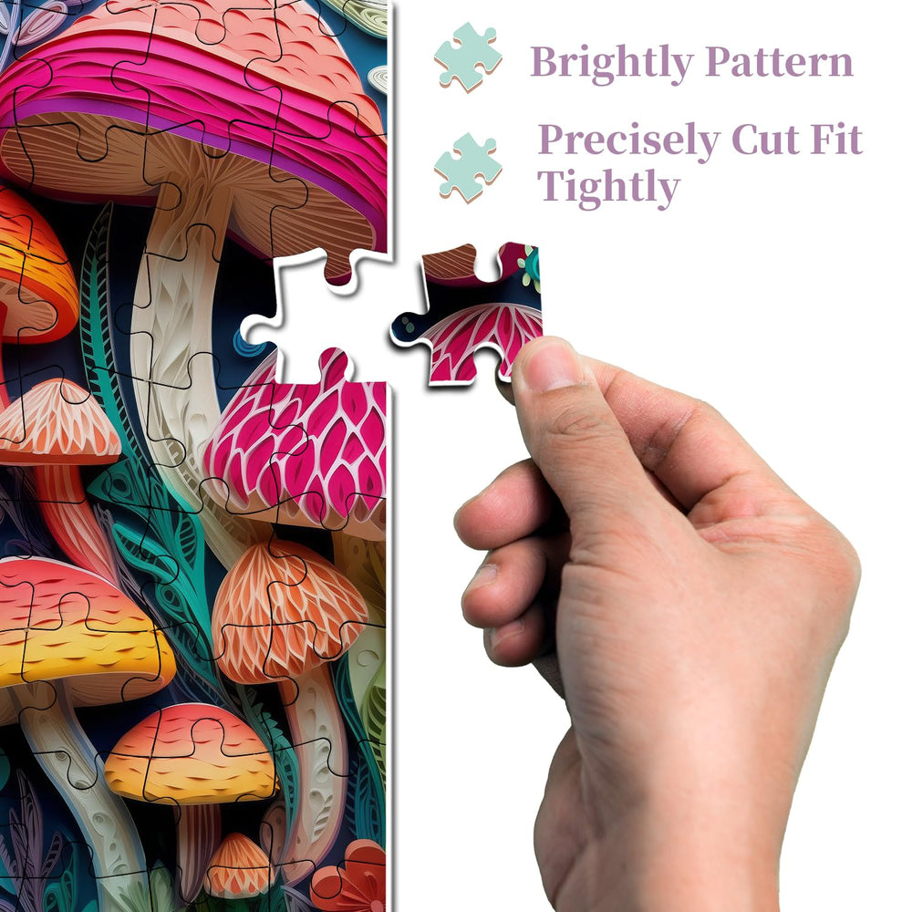 PPuzzling three-layer cardboard image, pieces fit tightly for repeated assembly.