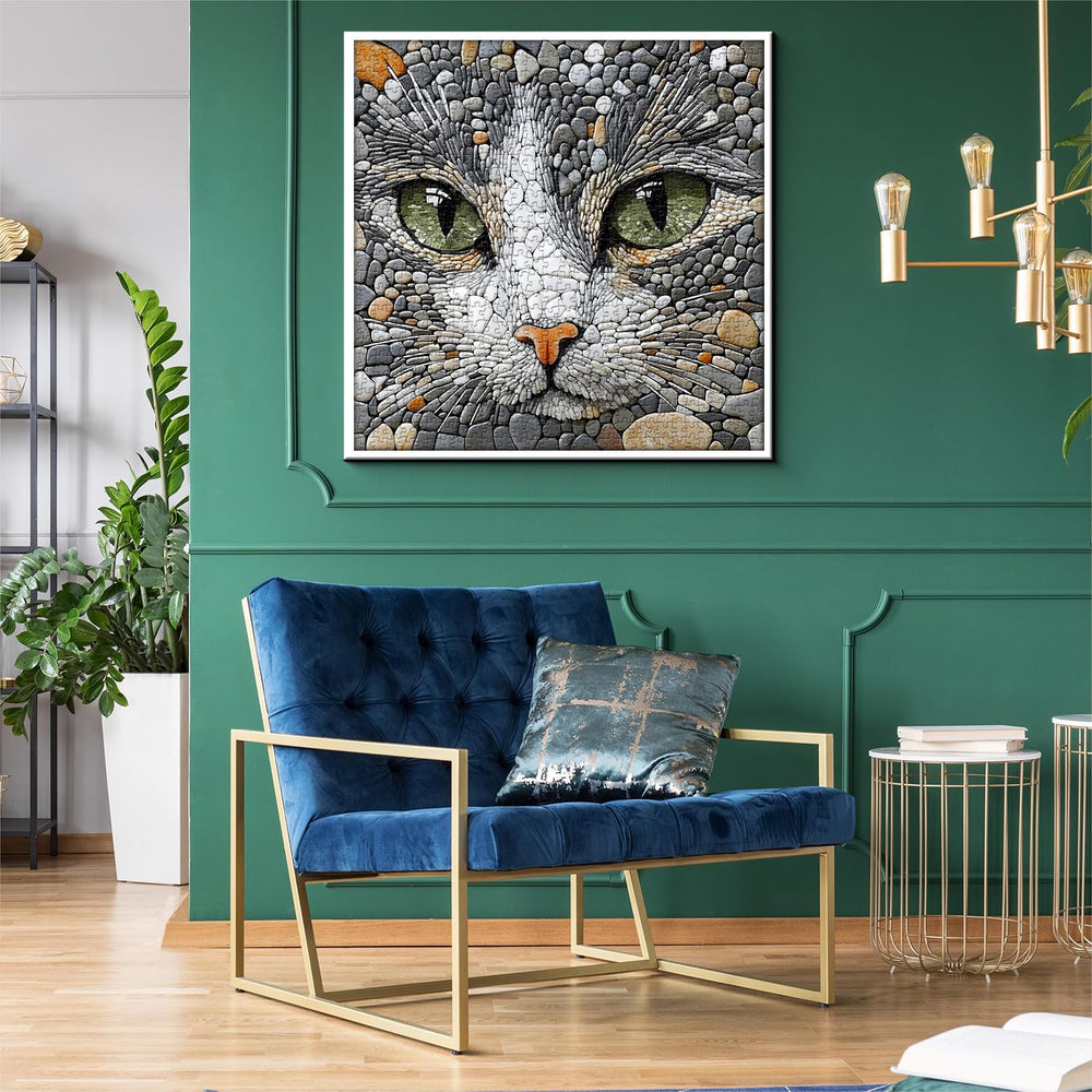 PPuzzling Vivid pebble cat portrait encourages relaxing focus