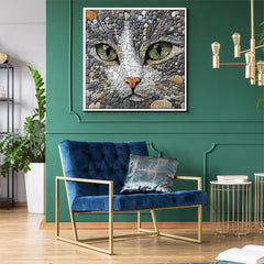 PPuzzling Vivid pebble cat portrait encourages relaxing focus