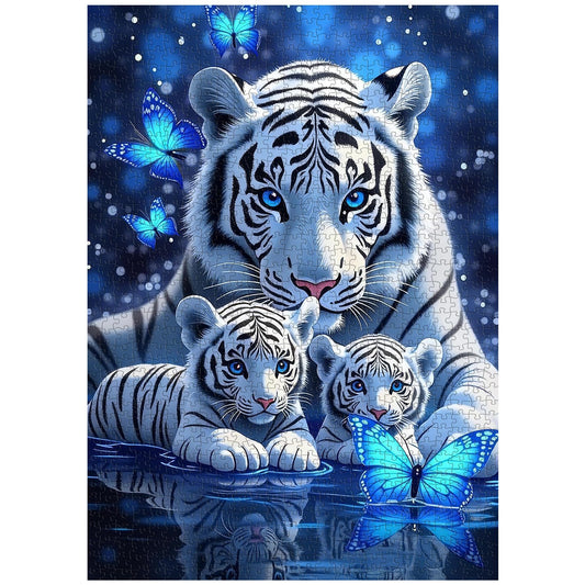 PPuzzling White Tiger puzzle box and poster for reference and easy start.