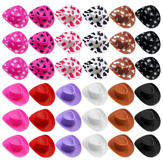 PPXMEEUDC mini cowboy hats in 12 colors, ideal for dollhouses and crafts.