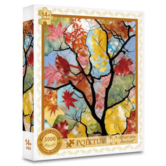 PQIKTUV jigsaw 1000 pieces on table with vibrant colors for focused puzzle time