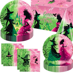 Practice Star pink-green witch party dinner plates set for festive gatherings