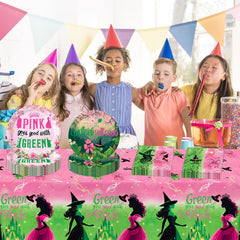 Practice Star Witch Party coordinated pink and green tableware setup