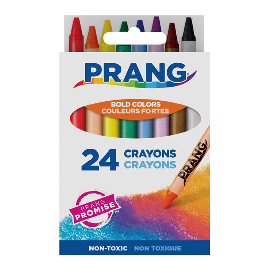 Prang Crayons 24-color set delivering vivid assorted hues for classroom art.