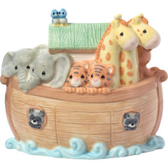 Precious Moments Noah's Ark porcelain baby bank front view for nursery decor