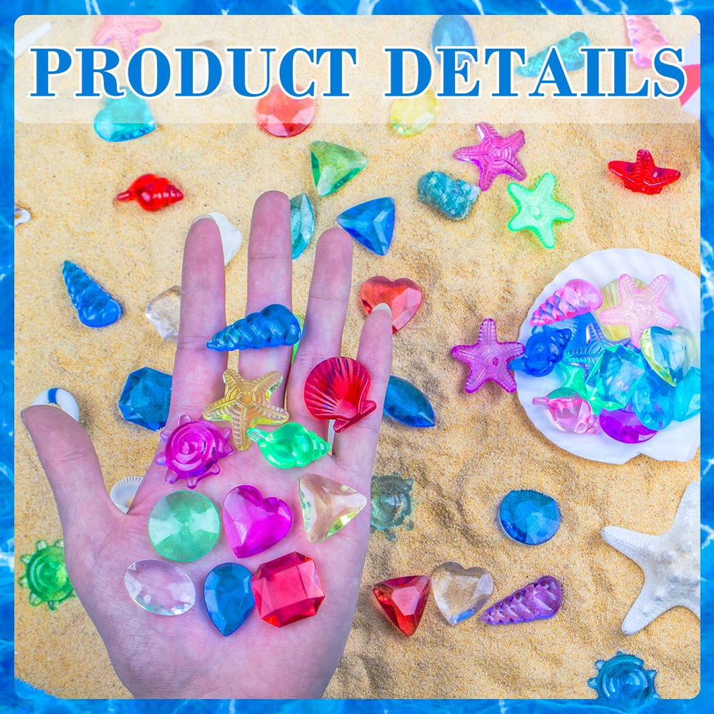Prehalpty vibrant acrylic gems in bright colors ideal for pool treasure hunts.