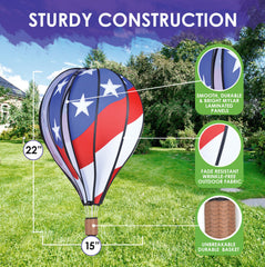 Premier Kites weather-resistant outdoor spinner withstands sun, wind, and rain.