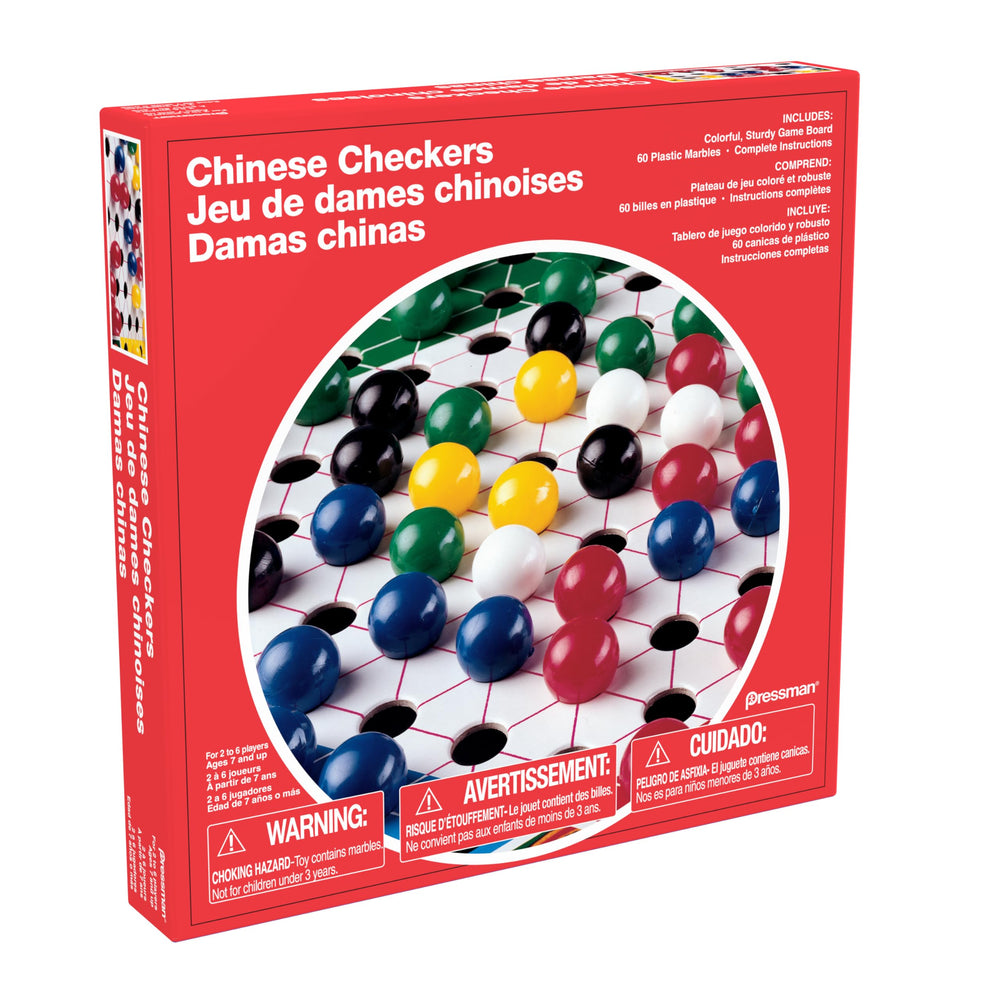 Close-up of Pressman Chinese Checkers bright marbles for colorful strategy