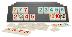 Pressman Rummikub Premium Edition deluxe packaging with foil accents for gifting appeal.