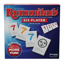 Pressman Rummikub Six Player Edition box invites family game night