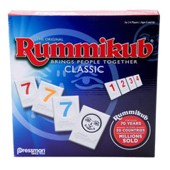 Pressman Rummikub tiles and racks ready for family game night