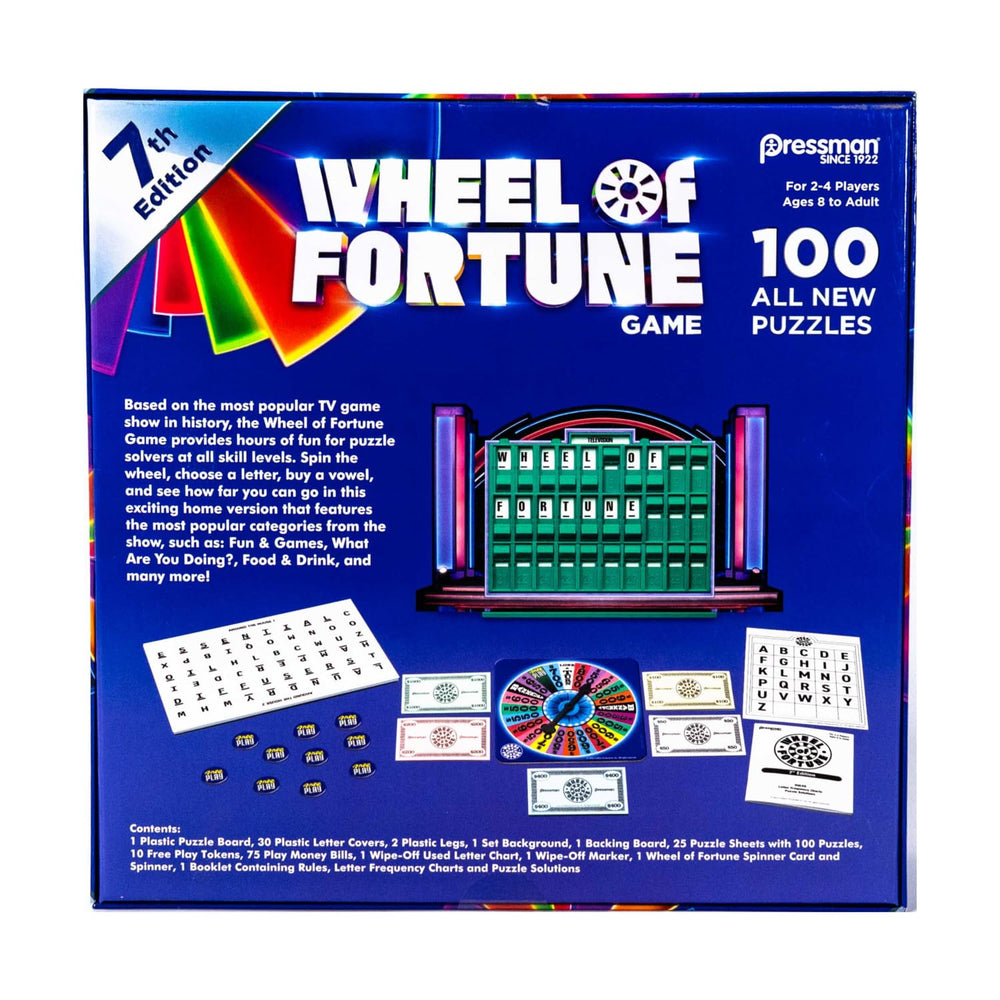 Pressman Wheel of Fortune 7th Edition spinning wheel for exciting rounds.