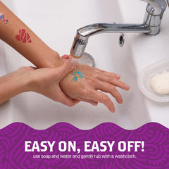Pretty Me glue-for-tattoos shows clean, simple application and long-lasting results.