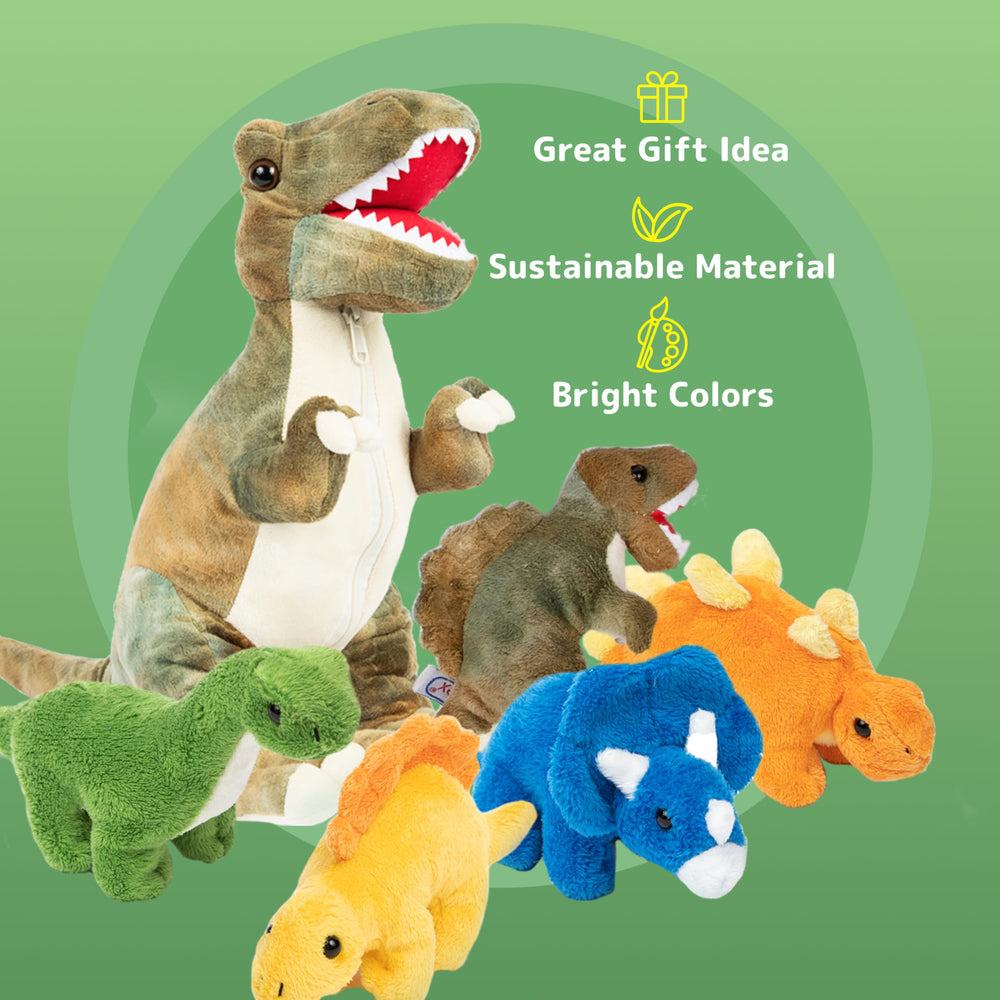 PREXTEX dinosaur set features a zippered pouch for easy carrying