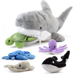 PREXTEX plush shark with five sea animals inside for imaginative adventures