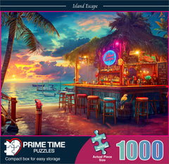 Prime Time Puzzles Beach Bar at Sunset highlights warm glow for cozy nights.
