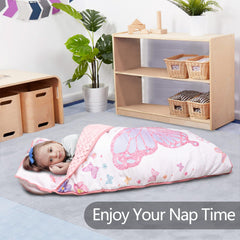 PRIMLECT nap mat with soft minky dot lining for cozy touch.